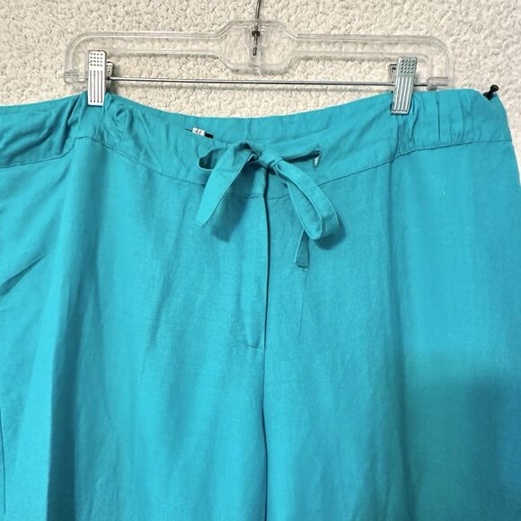 Ashley Stewart Linen Blend Boho Pants Pockets WideLeg  Sea Green Womens 22W - Picture 3 of 11